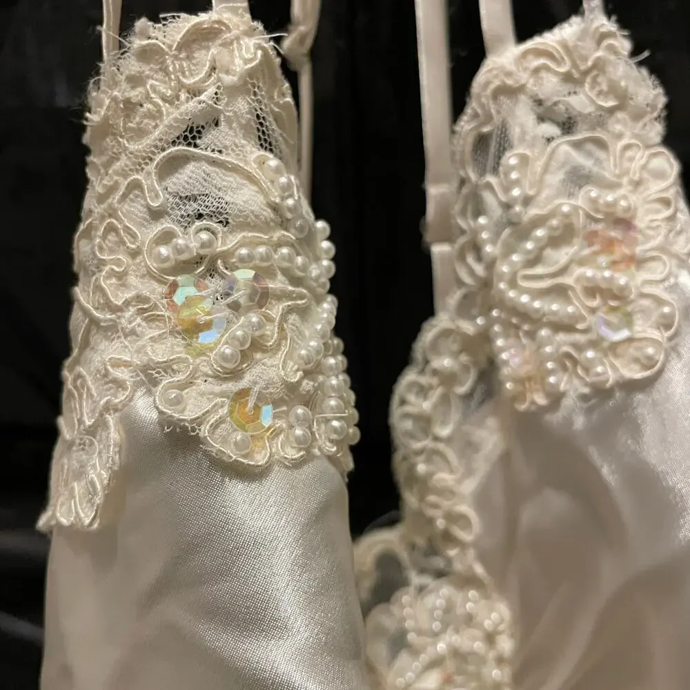 Vintage Deadstock Victoria’s Secret Satin Bridal Nightgown | Pearls, Sequins, M